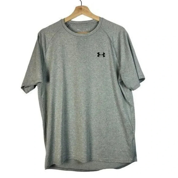 Under Armour Light Gray Tech Short Sleeve Athletic Top L - Picture 2 of 4